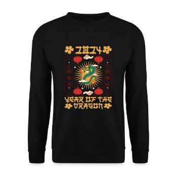 Chinese New Year Year Of The Dragon 2024 - Unisex Sweatshirt - black - Front - Alina (178cm) & Michal (187cm)