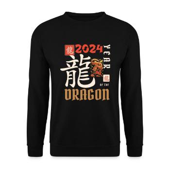 Chinese New Year Year Of The Dragon 2024 - Unisex Sweatshirt - black - Front - Alina (178cm) & Michal (187cm)