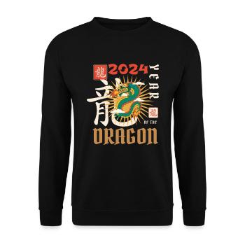Chinese New Year Year Of The Dragon 2024 - Unisex Sweatshirt - black - Front - Alina (178cm) & Michal (187cm)