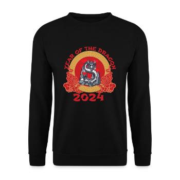 Chinese New Year Year Of The Dragon 2024 - Unisex Pullover - Schwarz - Vorne - Alina (178cm) & Michal (187cm)
