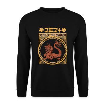 Chinese New Year Year Of The Dragon 2024 - Unisex Sweatshirt - black - Front - Alina (178cm) & Michal (187cm)