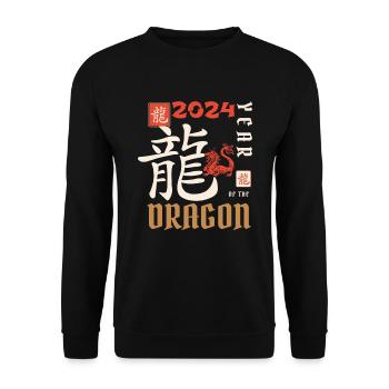 Chinese New Year Year Of The Dragon 2024 - Unisex Sweatshirt - black - Front - Alina (178cm) & Michal (187cm)