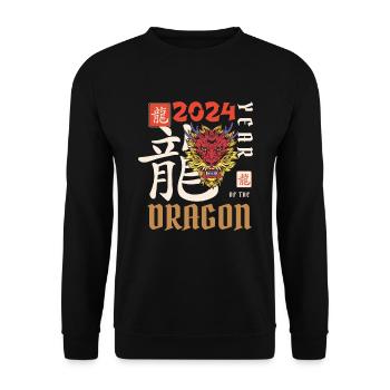 Chinese New Year Year Of The Dragon 2024 - Unisex Sweatshirt - black - Front - Alina (178cm) & Michal (187cm)