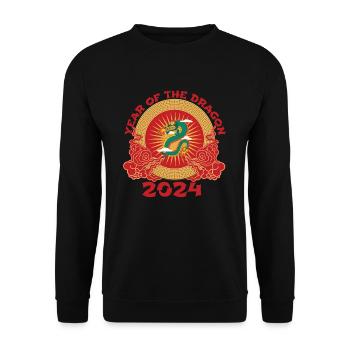 Chinese New Year Year Of The Dragon 2024 - Unisex Sweatshirt - black - Front - Alina (178cm) & Michal (187cm)