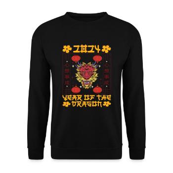 Chinese New Year Year Of The Dragon 2024 - Unisex Sweatshirt - black - Front - Alina (178cm) & Michal (187cm)