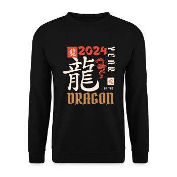 Chinese New Year Year Of The Dragon 2024 - Unisex Sweatshirt - black - Front - Alina (178cm) & Michal (187cm)