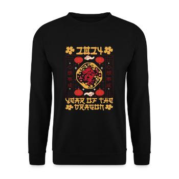 Chinese New Year Year Of The Dragon 2024 - Unisex Sweatshirt - black - Front - Alina (178cm) & Michal (187cm)