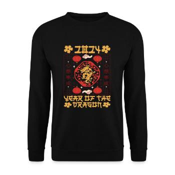 Chinese New Year Year Of The Dragon 2024 - Unisex Sweatshirt - black - Front - Alina (178cm) & Michal (187cm)