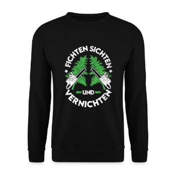 Lumberjack Saying Forester Forester Spruce - Unisex Sweatshirt - black - Front - Alina (178cm) & Michal (187cm)
