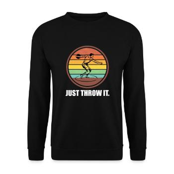 Diskus vintage Diskuswerfer Leichtathlet Geschenk - Unisex Pullover - Schwarz - Vorne - Alina (178cm) & Michal (187cm)