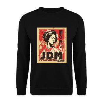 Geisha liebt JDM Car Tuning - Unisex Pullover - Schwarz - Vorne - Alina (178cm) & Michal (187cm)