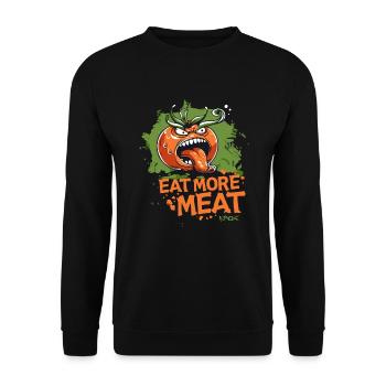 Mehr Fleisch essen, Wütende Tomate Vegetarier - Unisex Pullover - Schwarz - Vorne - Alina (178cm) & Michal (187cm)