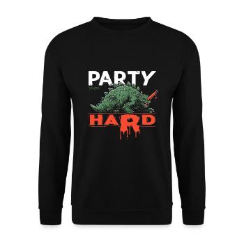 Der Party-Hard Dino - Unisex Pullover - Schwarz - Vorne - Alina (178cm) & Michal (187cm)