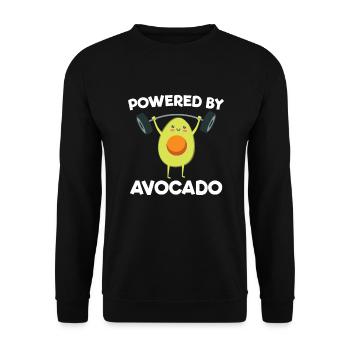 Sportliche Avocado Gewichtheben Veganer Geschenk - Unisex Pullover - Schwarz - Vorne - Alina (178cm) & Michal (187cm)