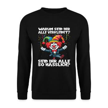 Karneval Kostüm Fasching Fastnacht - Unisex Pullover - Schwarz - Vorne - Alina (178cm) & Michal (187cm)
