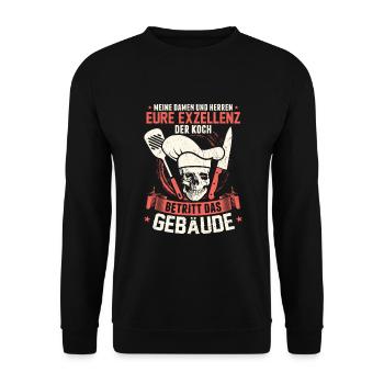 Hobbykoch kochen Chefkoch Küchenchef Geschenk - Unisex Pullover - Schwarz - Vorne - Alina (178cm) & Michal (187cm)