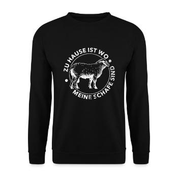 Hirte Schaf Landwirt Schafhirte Geschenkidee - Unisex Pullover - Schwarz - Vorne - Alina (178cm) & Michal (187cm)