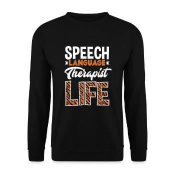 Speech therapist, speech therapist, speech therapist - Unisex Sweatshirt - black - Front - Alina (178cm) & Michal (187cm)