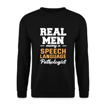 Speech therapist, speech therapist, speech therapist - Unisex Sweatshirt - black - Front - Alina (178cm) & Michal (187cm)