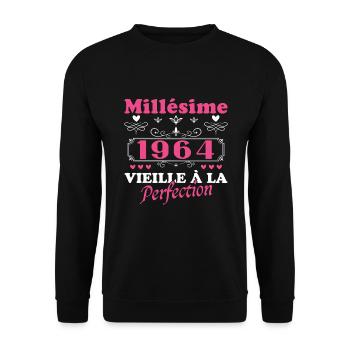 Woman Vintage 1964 Gift Birthday Humor - Unisex Sweatshirt - black - Front - Alina (178cm) & Michal (187cm)