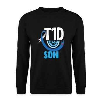 T1D Diabetes Type 1 Diabetic Gift - Unisex Sweatshirt - black - Front - Alina (178cm) & Michal (187cm)