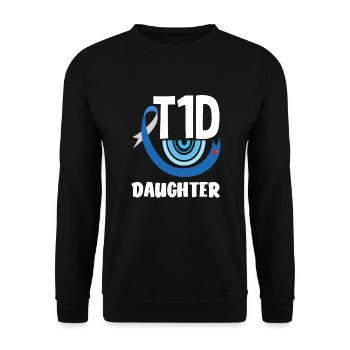 T1D Diabetes Type 1 Diabetic Gift - Unisex Sweatshirt - black - Front - Alina (178cm) & Michal (187cm)