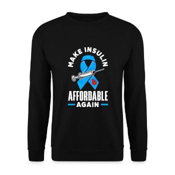 T1D Diabetes Type 1 Diabetic Gift - Unisex Sweatshirt - black - Front - Alina (178cm) & Michal (187cm)