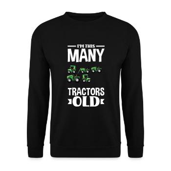5e anniversaire tracteur 5 ans chemise d’anniversaire - Sweat-shirt Unisexe - noir - Devant - Alina (178cm) & Michal (187cm)