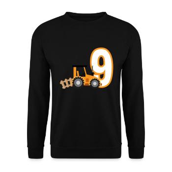 9e anniversaire tracteur 9 ans chemise d’anniversaire - Sweat-shirt Unisexe - noir - Devant - Alina (178cm) & Michal (187cm)