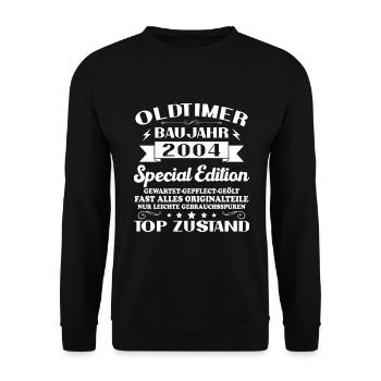 Oldtimer Baujahr 2004 Jahrgang Geburtstag Geschenk - Unisex Pullover - Schwarz - Vorne - Alina (178cm) & Michal (187cm)