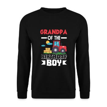 Grandpa from Birthday Boy Tractor - Unisex Sweatshirt - black - Front - Alina (178cm) & Michal (187cm)