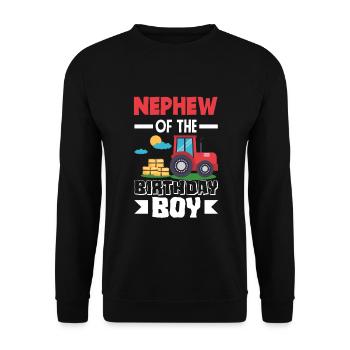 Nephew of Birthday Boy Tractor - Unisex Sweatshirt - black - Front - Alina (178cm) & Michal (187cm)