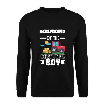 Girlfriend of Birthday Girl Tractor - Unisex Sweatshirt - black - Front - Alina (178cm) & Michal (187cm)