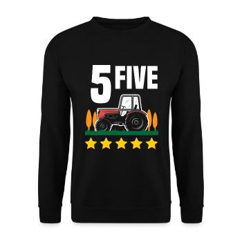 5e anniversaire tracteur 5 ans chemise d’anniversaire - Sweat-shirt Unisexe - noir - Devant - Alina (178cm) & Michal (187cm)