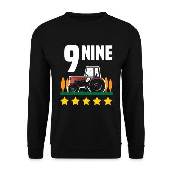 9e anniversaire tracteur 9 ans chemise d’anniversaire - Sweat-shirt Unisexe - noir - Devant - Alina (178cm) & Michal (187cm)