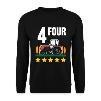 4e anniversaire tracteur 4 ans chemise d’anniversaire - Sweat-shirt Unisexe - noir - Devant - Alina (178cm) & Michal (187cm)