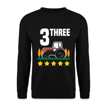 3. Geburtstag Traktor 3 Jahre Geburtstagsshirt - Unisex Pullover - Schwarz - Vorne - Alina (178cm) & Michal (187cm)