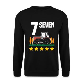 7e anniversaire tracteur 7 ans chemise d’anniversaire - Sweat-shirt Unisexe - noir - Devant - Alina (178cm) & Michal (187cm)