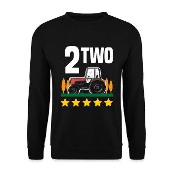 2ème anniversaire tracteur 2 ans chemise d’anniversaire - Sweat-shirt Unisexe - noir - Devant - Alina (178cm) & Michal (187cm)