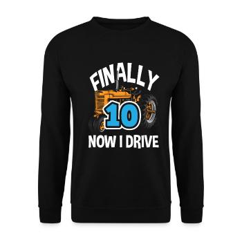 10e anniversaire tracteur 10 ans anniversaire chemise - Sweat-shirt Unisexe - noir - Devant - Alina (178cm) & Michal (187cm)