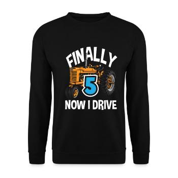 5e anniversaire tracteur 5 ans anniversaire chemise - Sweat-shirt Unisexe - noir - Devant - Alina (178cm) & Michal (187cm)
