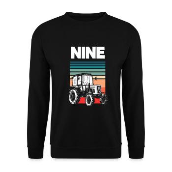 9e anniversaire tracteur 9 ans chemise d’anniversaire - Sweat-shirt Unisexe - noir - Devant - Alina (178cm) & Michal (187cm)