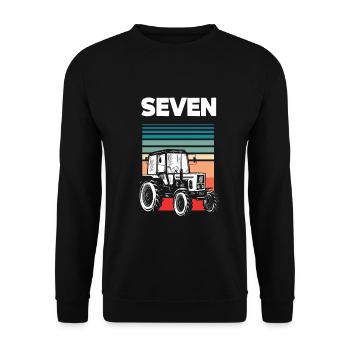7e anniversaire tracteur 7 ans chemise d’anniversaire - Sweat-shirt Unisexe - noir - Devant - Alina (178cm) & Michal (187cm)