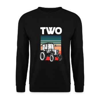 2e anniversaire tracteur 2 ans chemise d’anniversaire - Sweat-shirt Unisexe - noir - Devant - Alina (178cm) & Michal (187cm)