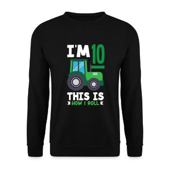 1er anniversaire tracteur 1 an chemise d’anniversaire - Sweat-shirt Unisexe - noir - Devant - Alina (178cm) & Michal (187cm)