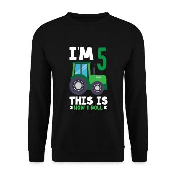 1er anniversaire tracteur 1 an chemise d’anniversaire - Sweat-shirt Unisexe - noir - Devant - Alina (178cm) & Michal (187cm)