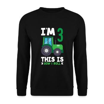 1er anniversaire tracteur 1 an chemise d’anniversaire - Sweat-shirt Unisexe - noir - Devant - Alina (178cm) & Michal (187cm)