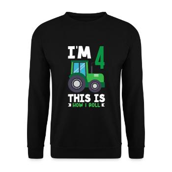 1er anniversaire tracteur 1 an chemise d’anniversaire - Sweat-shirt Unisexe - noir - Devant - Alina (178cm) & Michal (187cm)