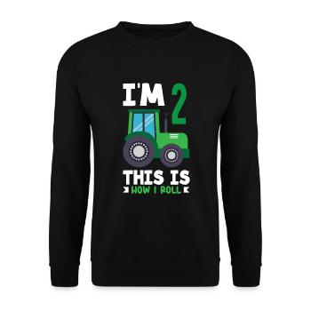 1er anniversaire tracteur 1 an chemise d’anniversaire - Sweat-shirt Unisexe - noir - Devant - Alina (178cm) & Michal (187cm)