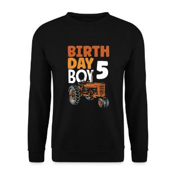 5e anniversaire tracteur 5 ans chemise d’anniversaire - Sweat-shirt Unisexe - noir - Devant - Alina (178cm) & Michal (187cm)